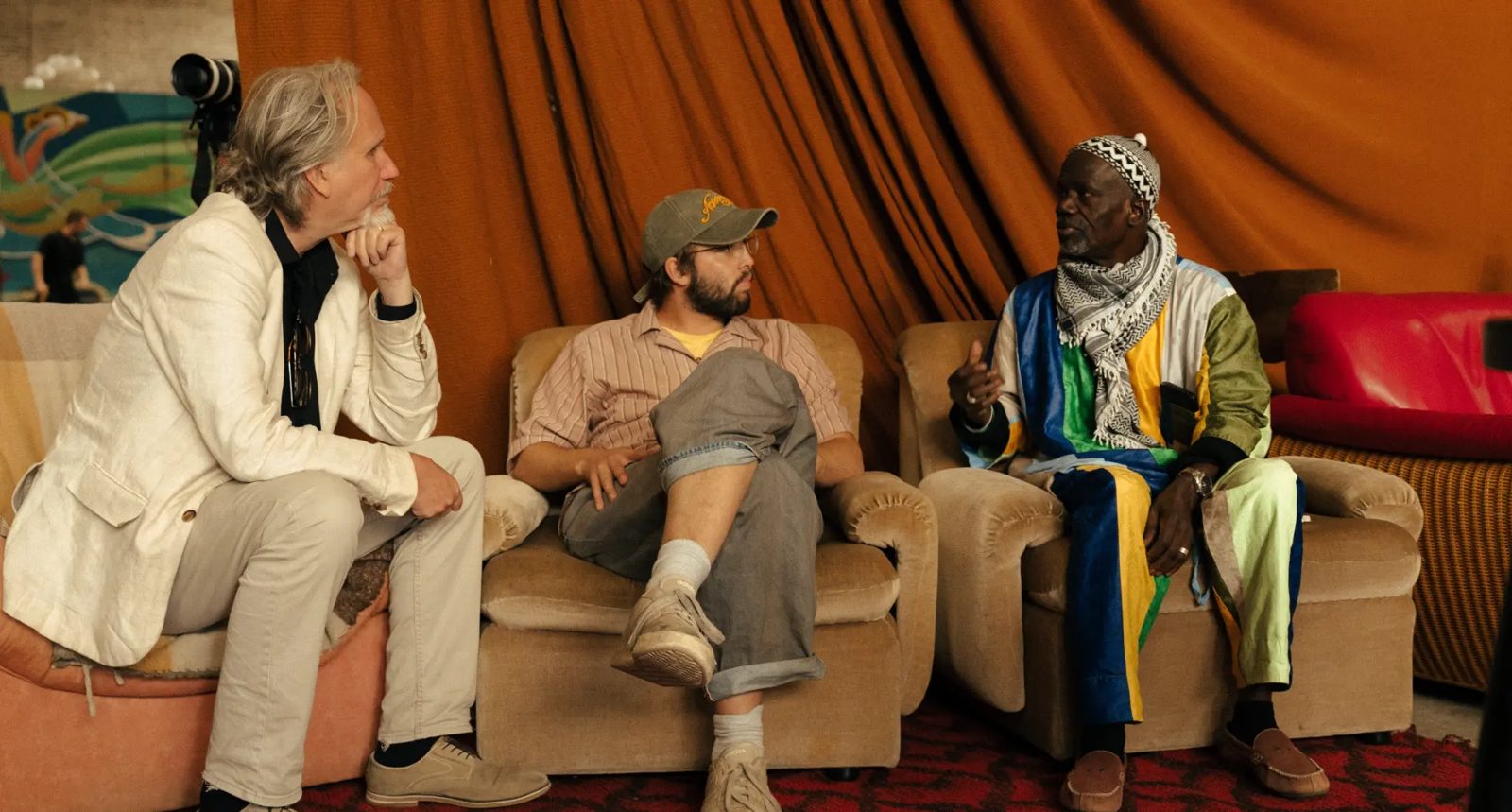 Mentors and participants in conversation backstage