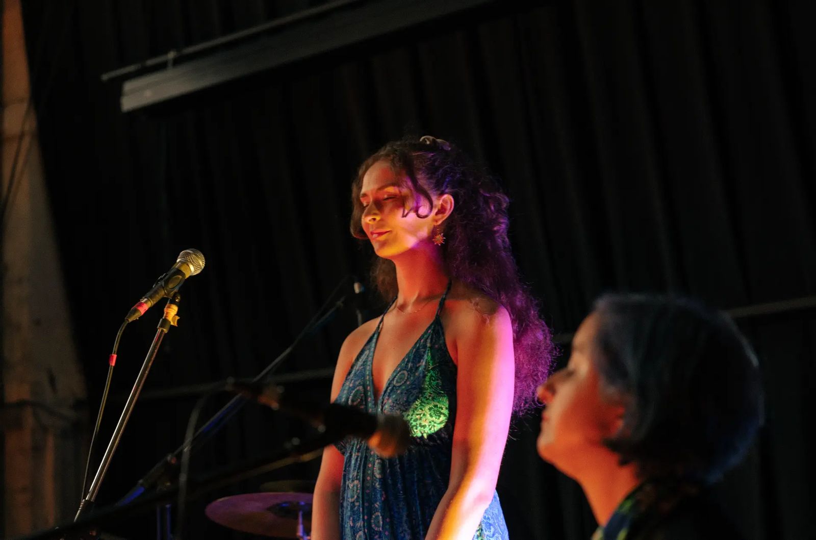 Vocalist singing during the final concert